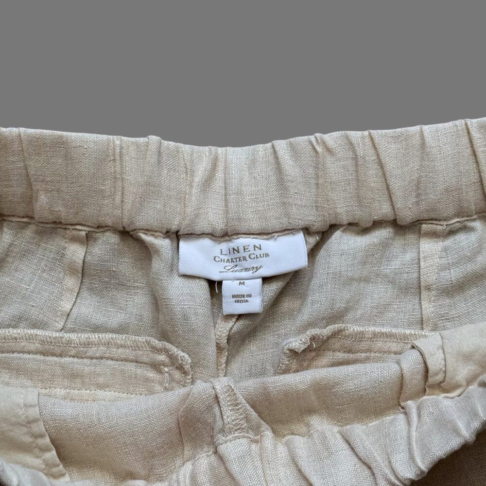 Charter Club Linen Luxury Womens Pant Size M Tan/Natural GUC - Picture 5 of 8